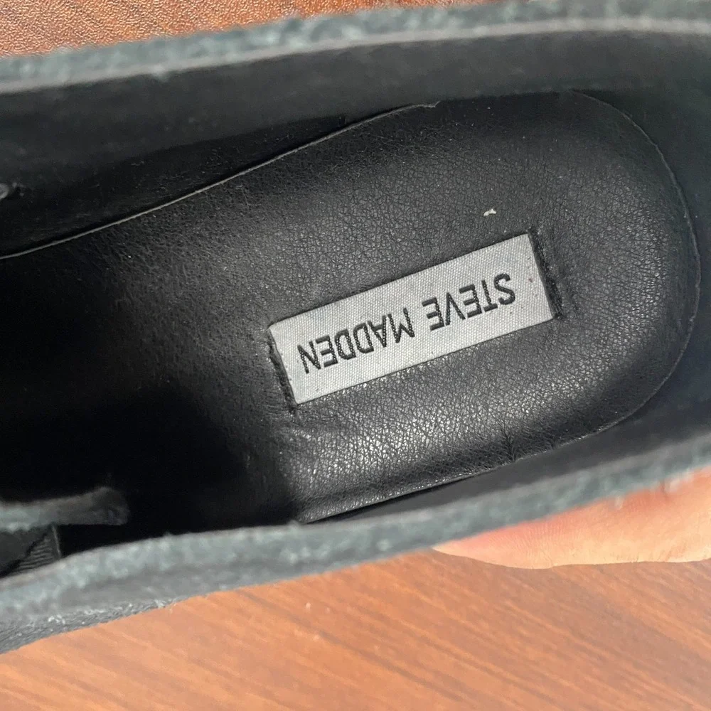 Steve Madden Mens 9 Loafers Black Suede Leather Round Toe Comfort Slip On Shoes